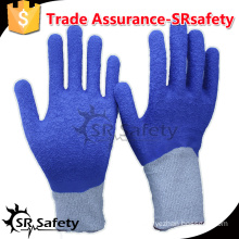 SRSAFETY 13 gauge crinkle blue latex cut resistant latex glove with level 5/Blue latex glove malaysia top gloves